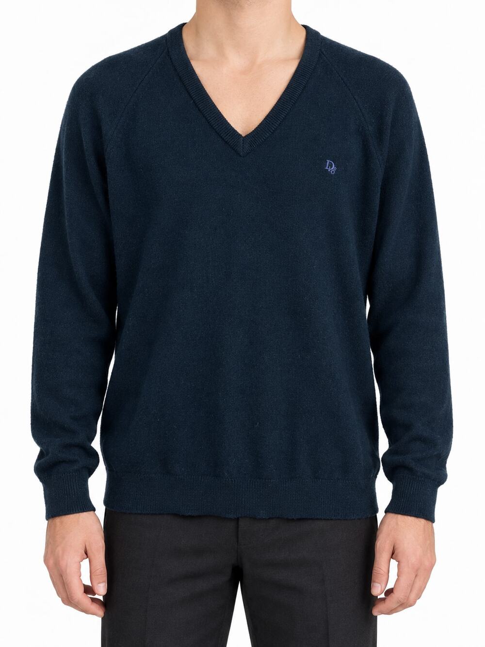 Vintage Christian Dior Monsieur Men’s XL Navy V-Neck Logo Sweater USA